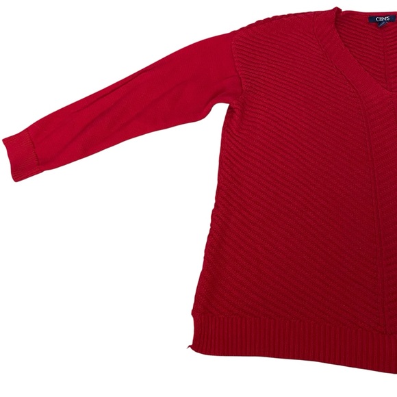 Chaps Women's Red Knit Long Sleeve V-Neck Sweater Size L‎ - Picture 5 of 15